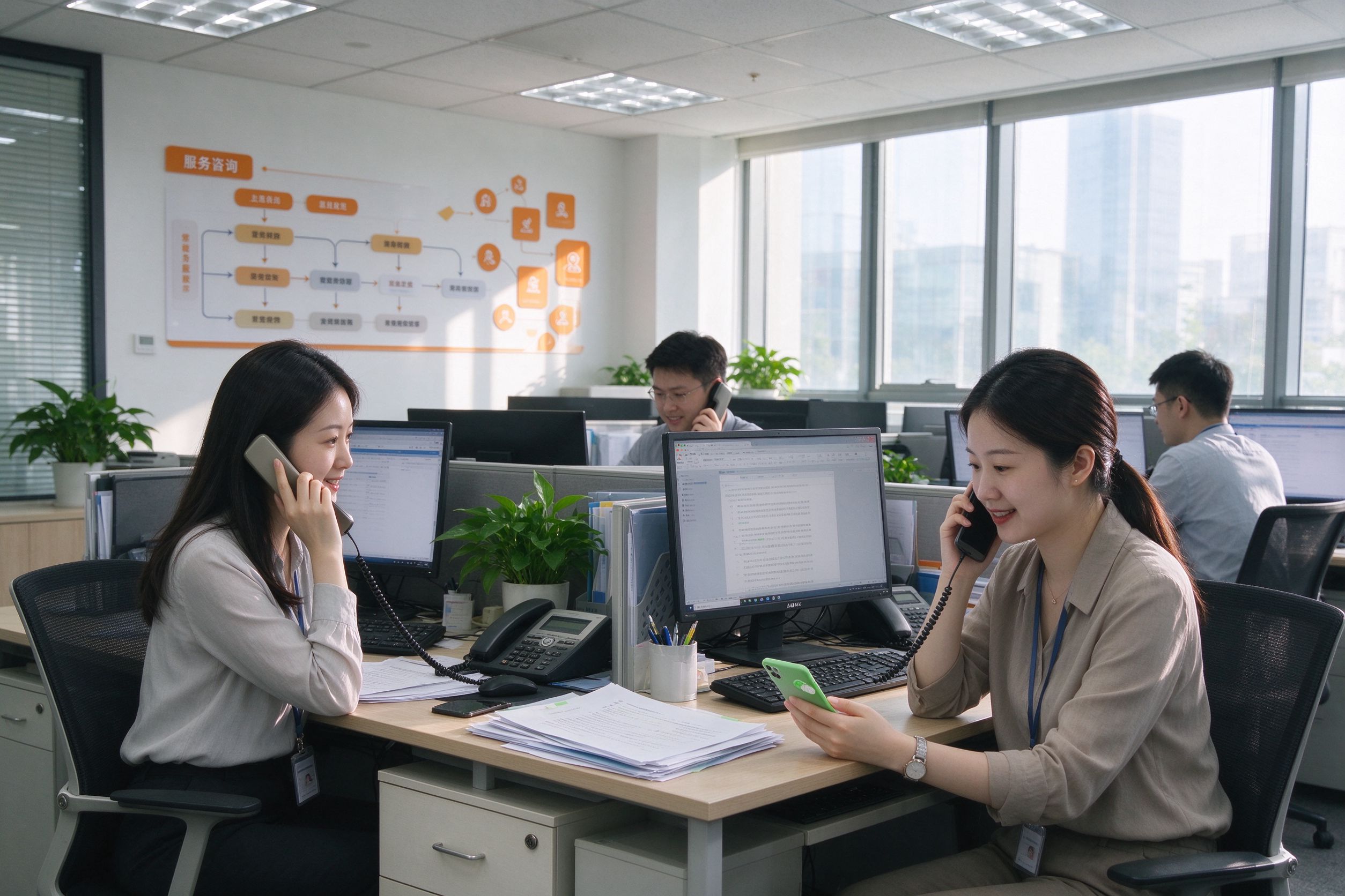 咨询办公环境，顾问接待来访者